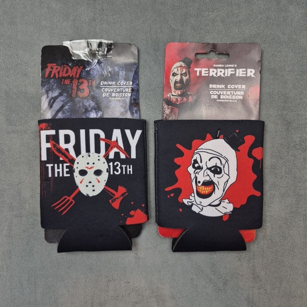Terrifier & Friday The 13th Set of 2 New Drink Covers Koozies By Amscan